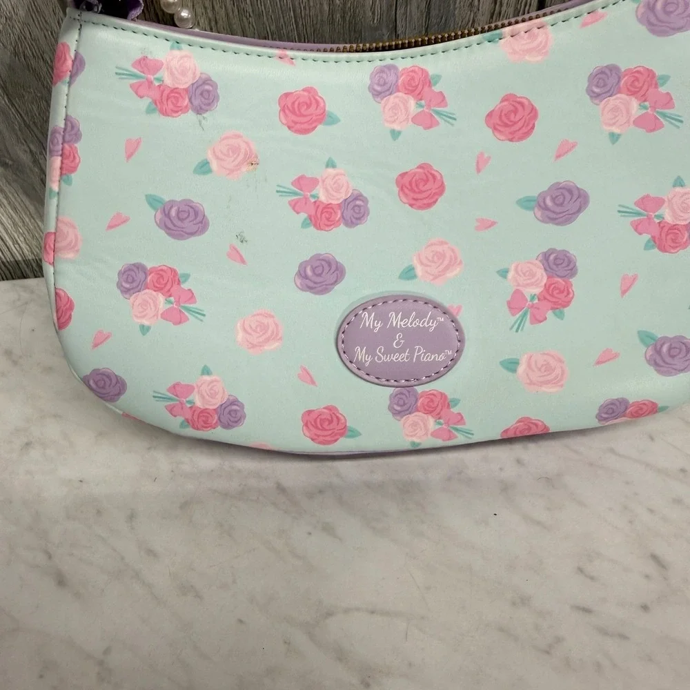 Sanrio My Melody My Sweet Piano Floral Pearl Strap Shoulder Bag Pastel Kawaii